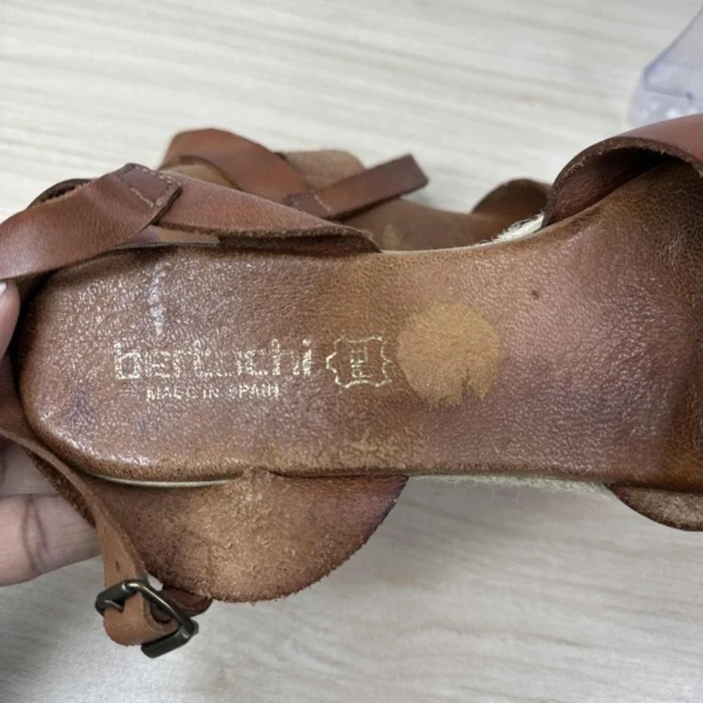 Bertuchi Shoes Womens EU 39 Brown Ankle Strap Espadrille Wedge Boho‎ Sandals